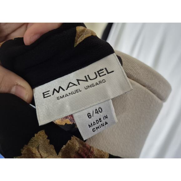 Vintage Emanuel Ungaro Black Brown Leaf Sheer Silk Top US 6 40 - Picture 8 of 8